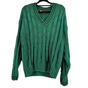Vintage Boston Trader Preppy Chunky Basket Weave Knit Sweater Mens L Classic‎